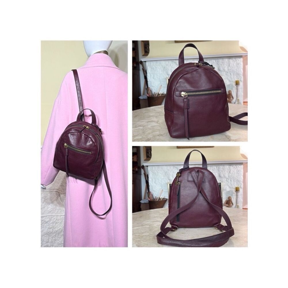 Fossil Megan Leather Small Backpack Burgundy